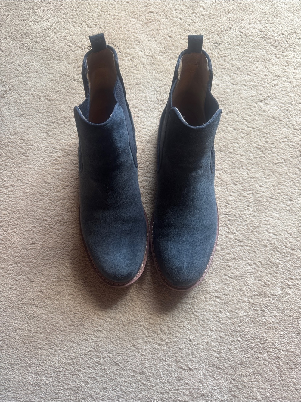 Sofft Women’s Navy Suede Chelsea Boots - Classic Slip-On Style 8 1/2